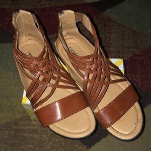 Comfortview Brown Gladiator Sandals